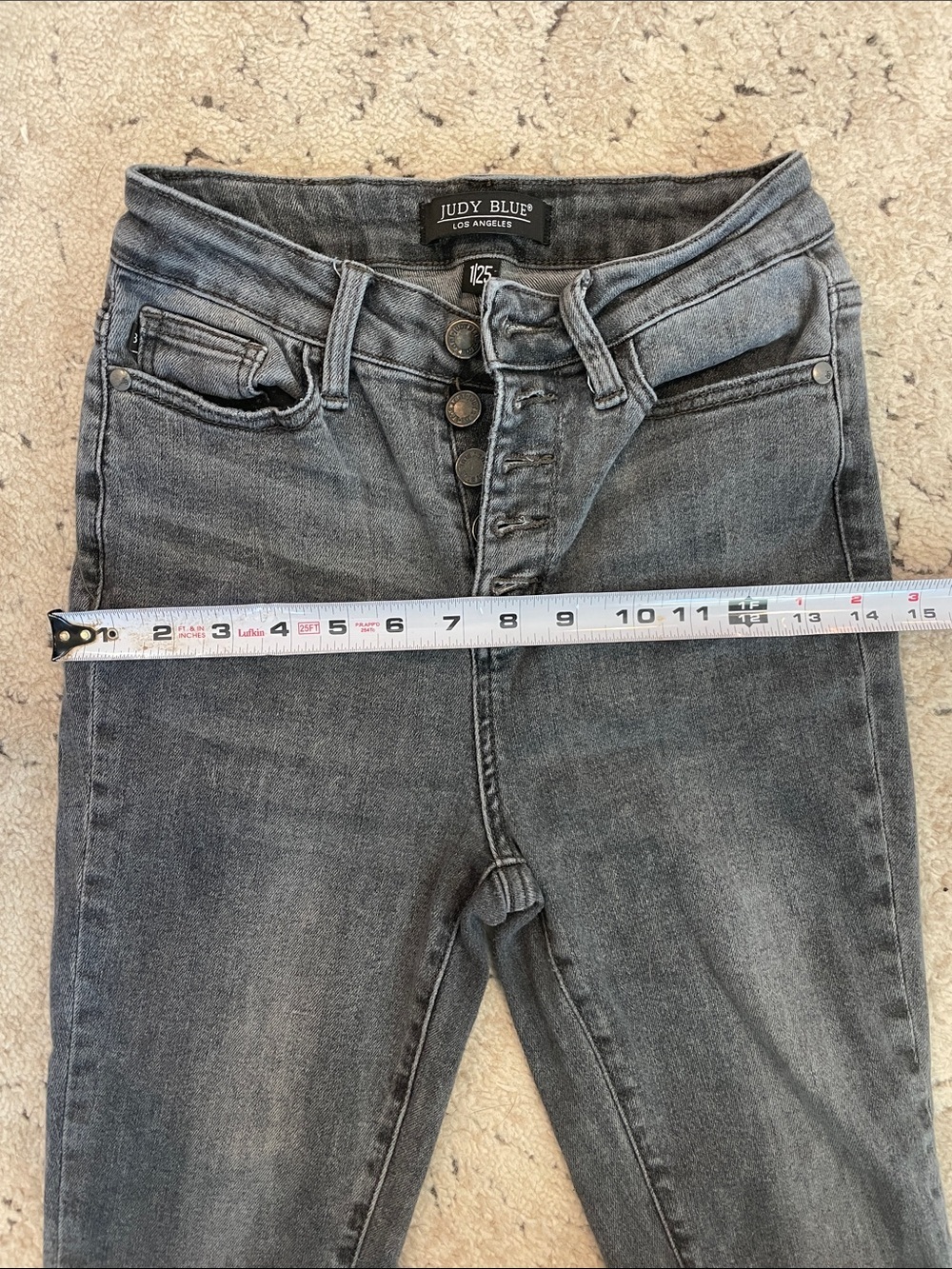 Judy Blue High-Rise Button-Fly Skinny Jeans - Charcoal Gray - Picture 12 of 14